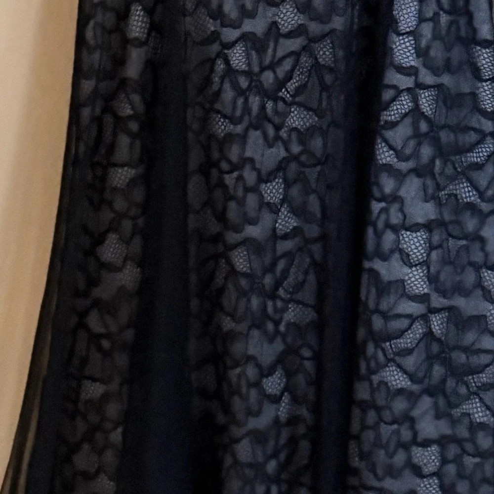 Laundry Shelli Segal Black Floral Lace Mesh Overlay Dress Women’s 2 Whimsigoth - Picture 3 of 5